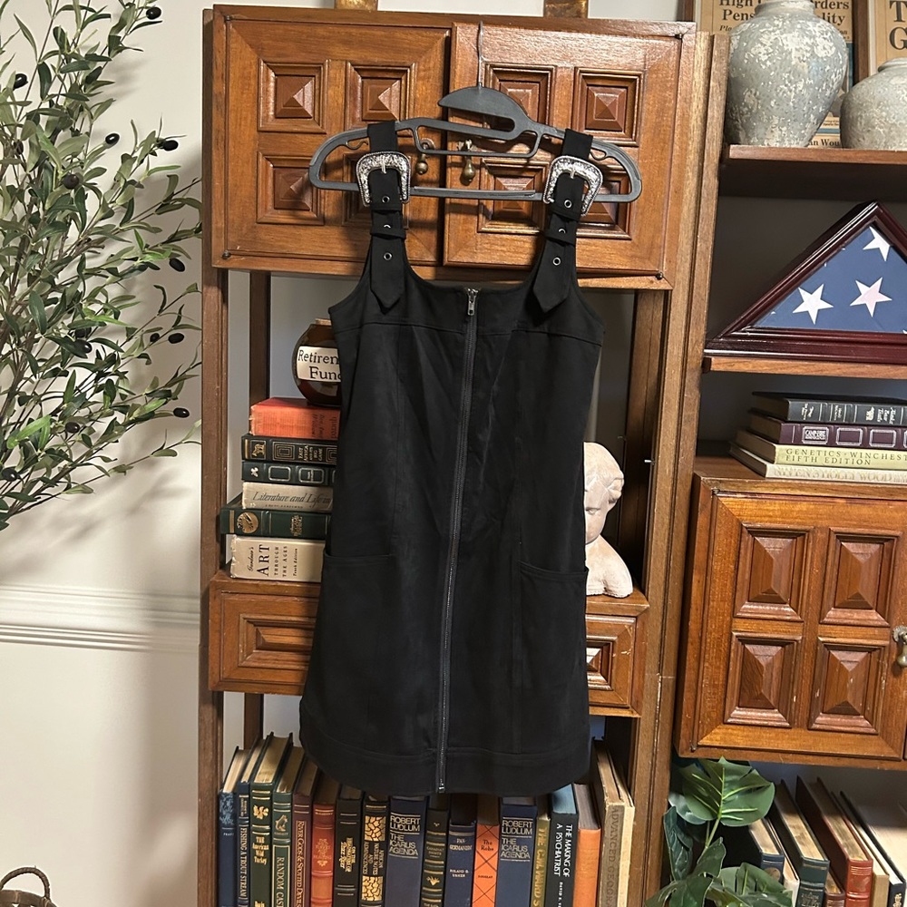 Blueb Black Suede Zip Up Dress